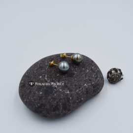 Aretes de perlas Tahití de color negro